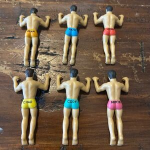 Set of 6 Drinking Buddies Glass Markers Mini Men with Names Novelty Drink Charms